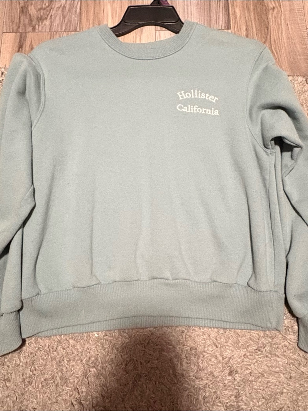 Hollister Sage Green Logo Crewneck Sweatshirt Size XS